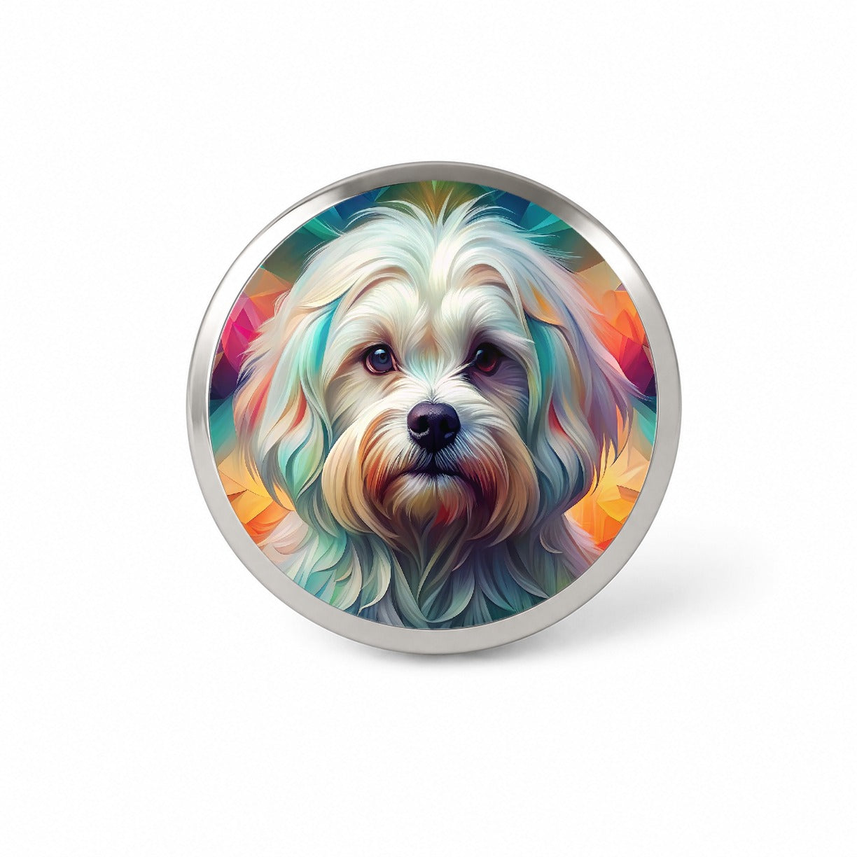 Maltese Dog Abstract Art Novelty Hat Backpack Lapel Pin