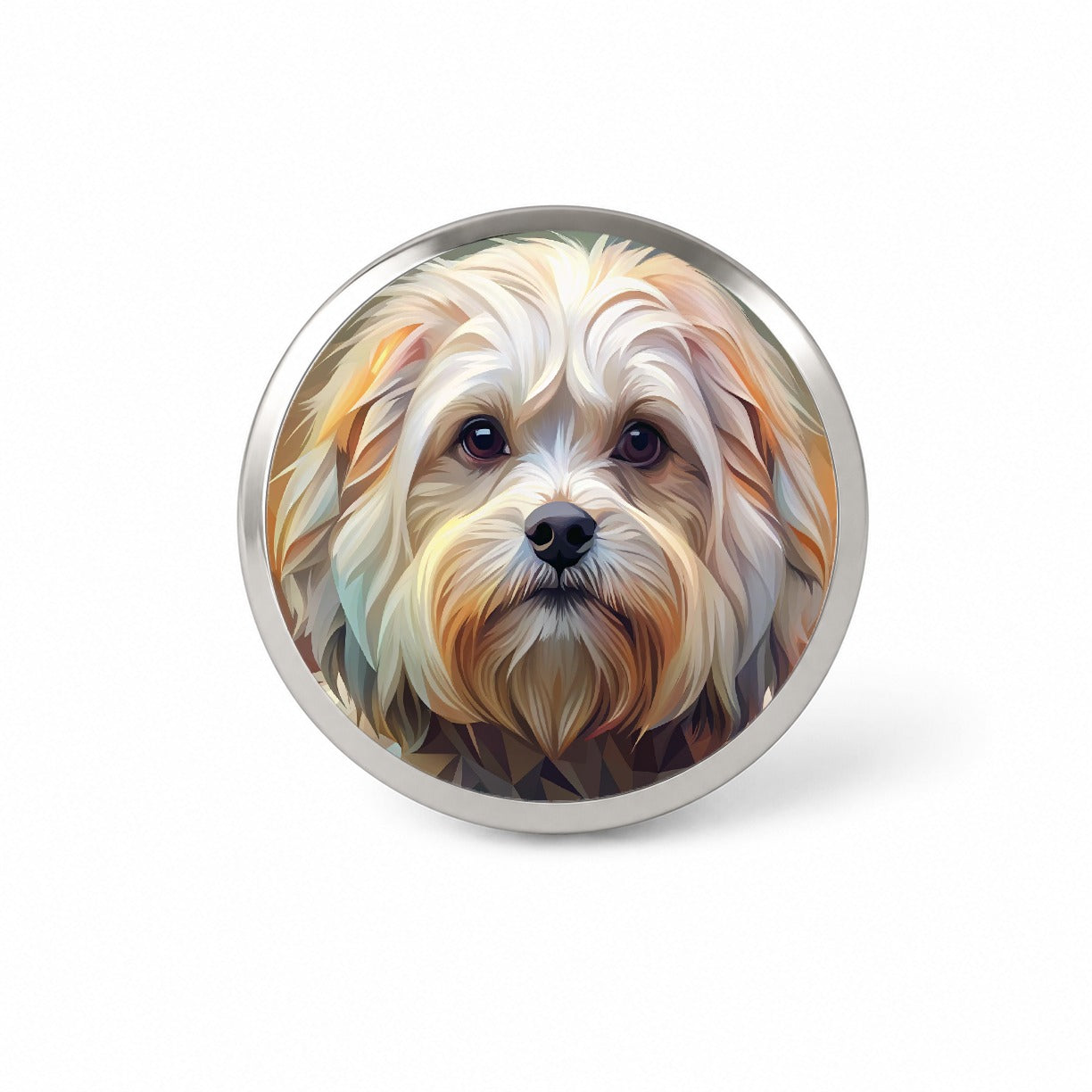 Maltese Dog Abstract Stylized Art Novelty Hat Backpack Lapel Pin