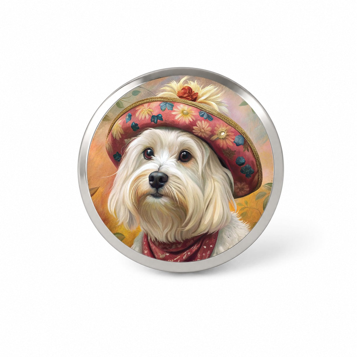 Maltese Dog French Bohemian Art Novelty Hat Backpack Lapel Pin