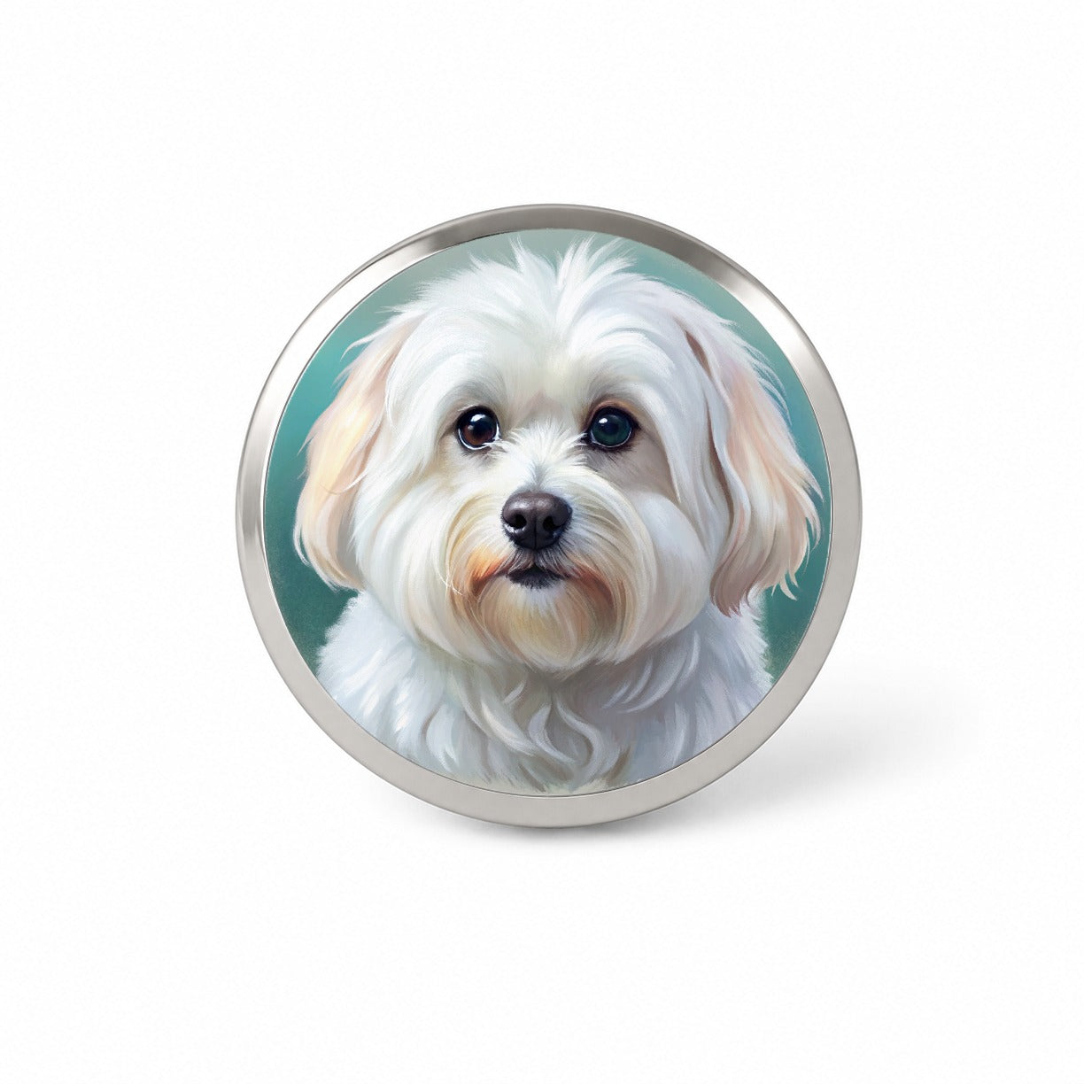 Maltese Dog Illustration Novelty Hat Backpack Lapel Pin