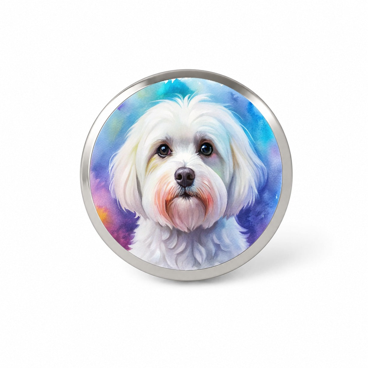 Maltese Dog Watercolor Style Novelty Hat Backpack Lapel Pin