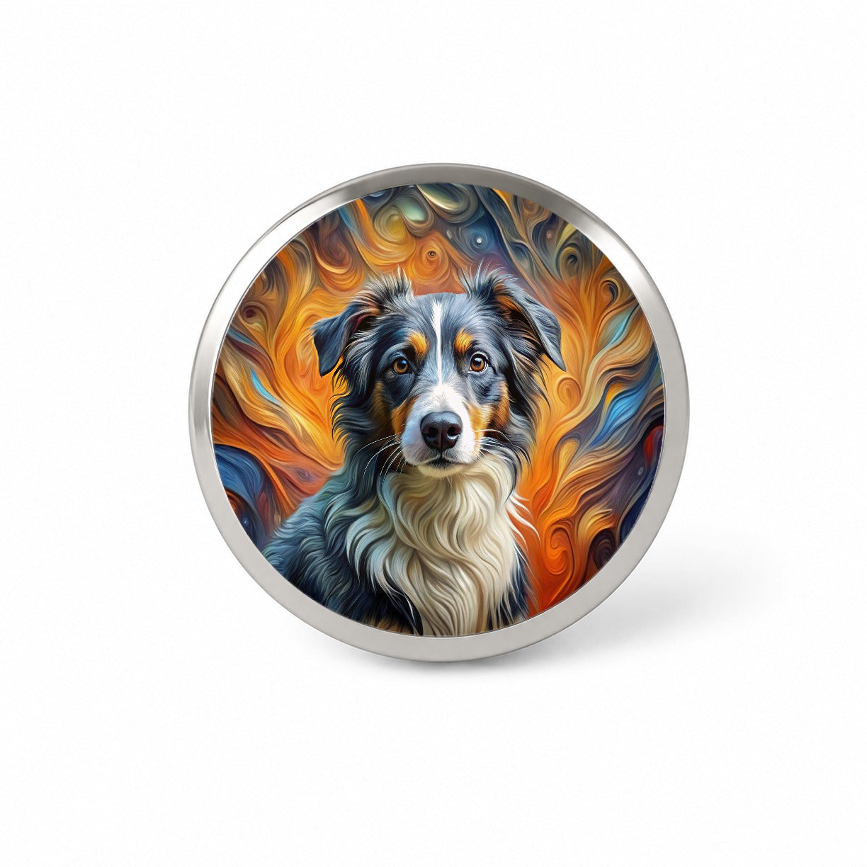 Miniature American Shepherd Dog Abstract Art Novelty Hat Backpack Lapel Pin
