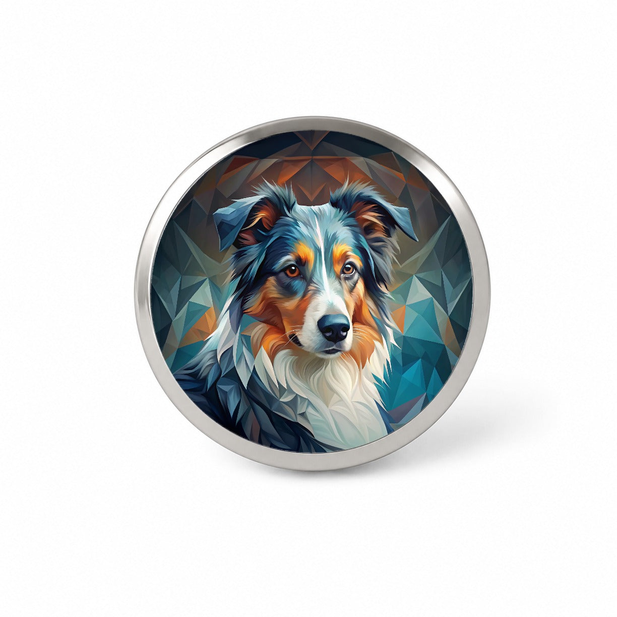 Miniature American Shepherd Dog Abstract Stylized Art Novelty Hat Backpack Lapel Pin