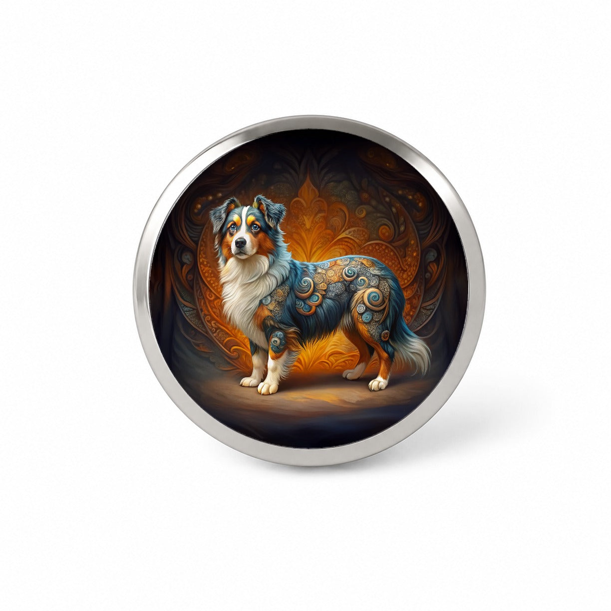 Miniature American Shepherd Dog Art Nouveau Novelty Hat Backpack Lapel Pin