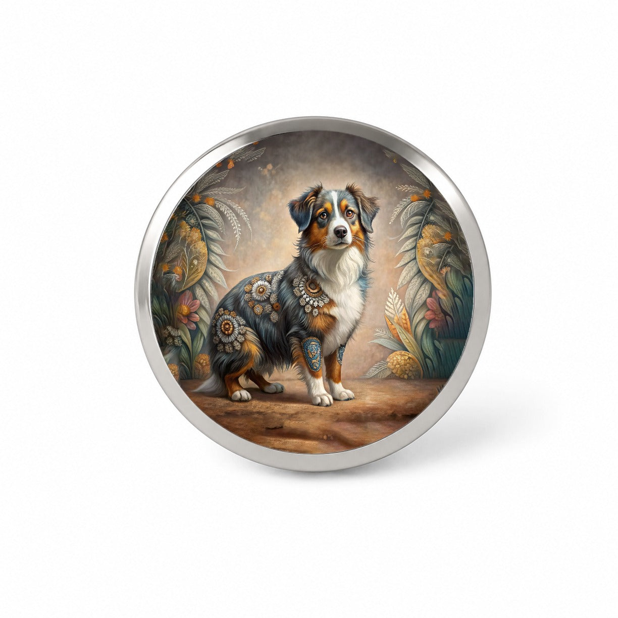 Miniature American Shepherd Dog Bohemian Art Novelty Hat Backpack Lapel Pin