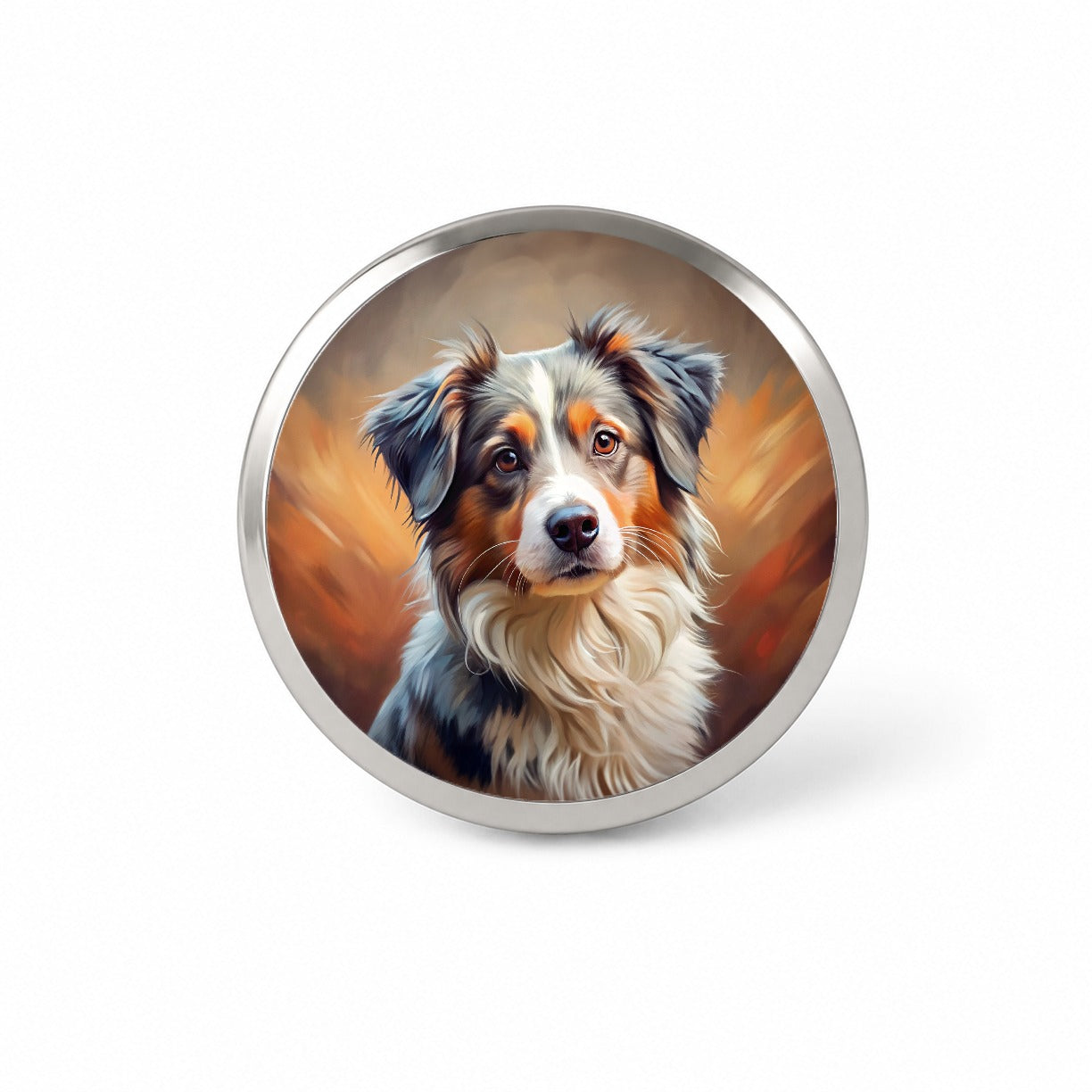 Miniature American Shepherd Dog Expressionism Art Novelty Hat Backpack Lapel Pin