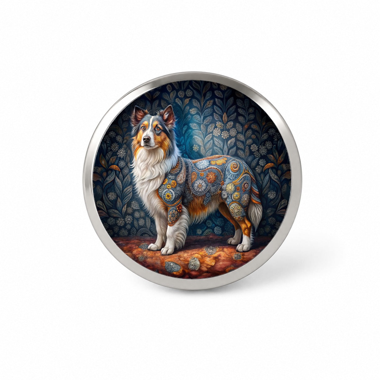 Miniature American Shepherd Dog French Bohemian Art Novelty Hat Backpack Lapel Pin
