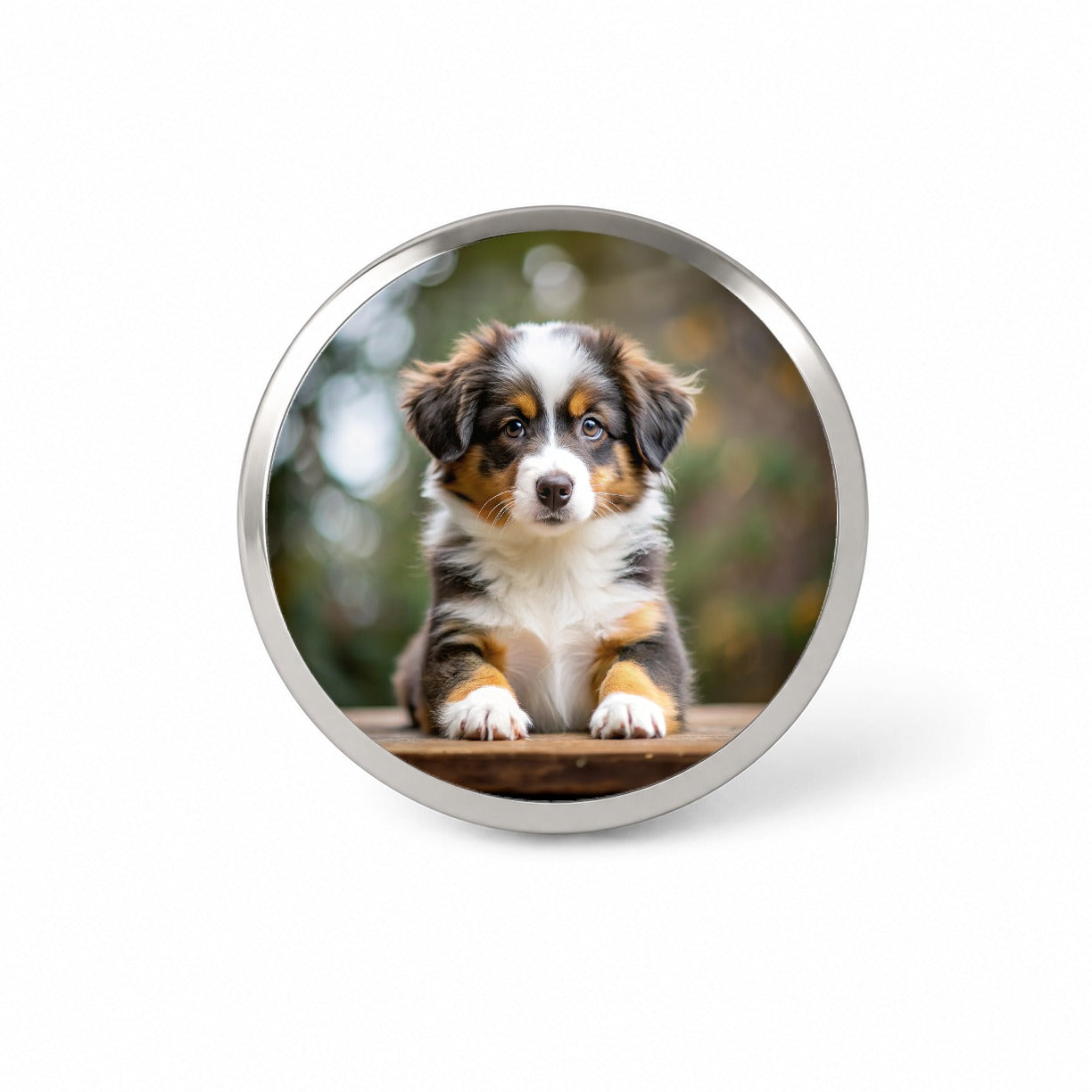 Miniature American Shepherd Dog Puppy Photo Novelty Hat Backpack Lapel Pin