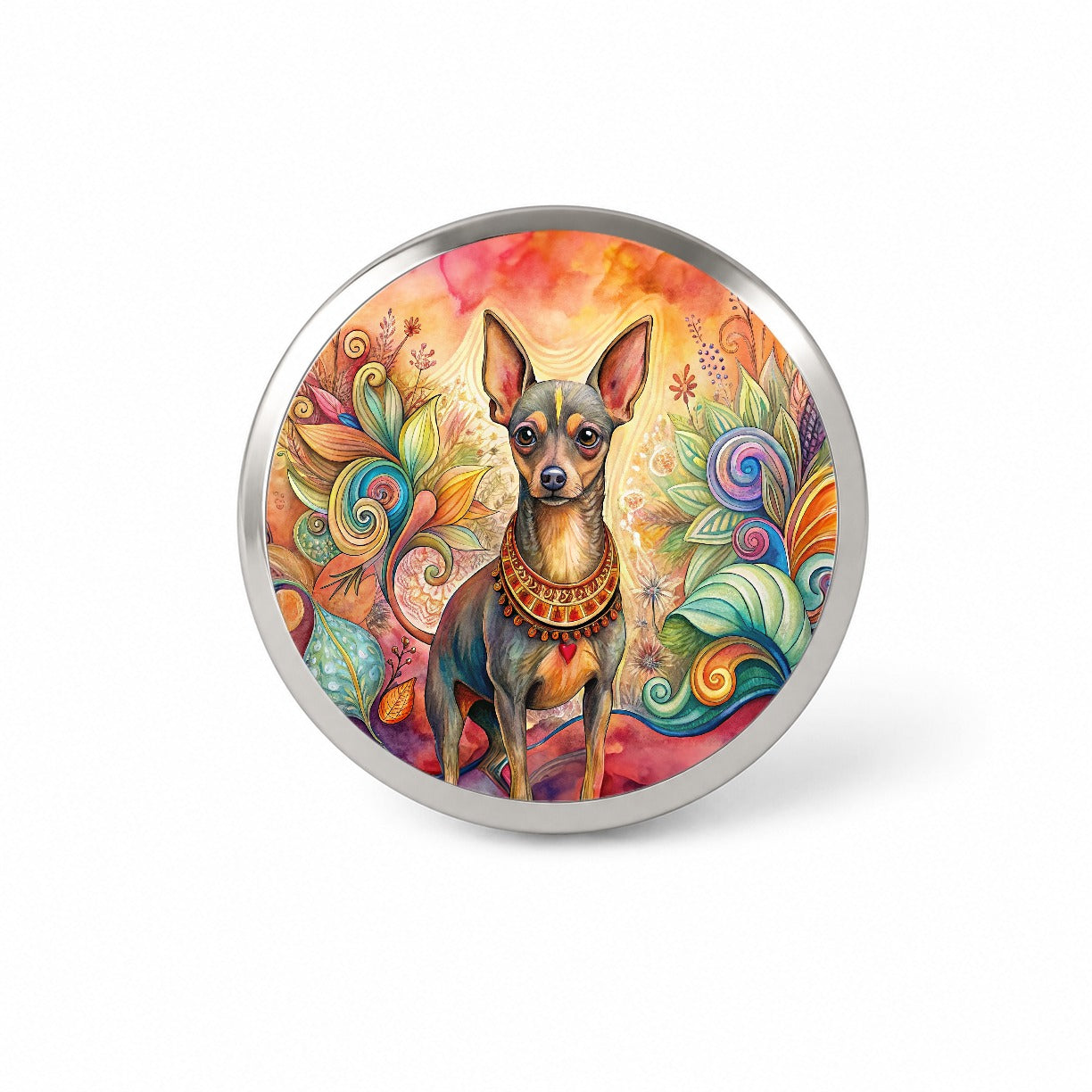 Miniature Pinscher Dog Bohemian Art Novelty Hat Backpack Lapel Pin