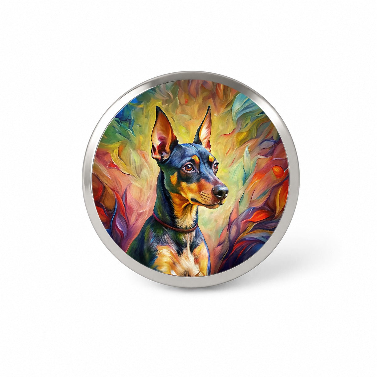 Miniature Pinscher Dog Expressionism Art Novelty Hat Backpack Lapel Pin