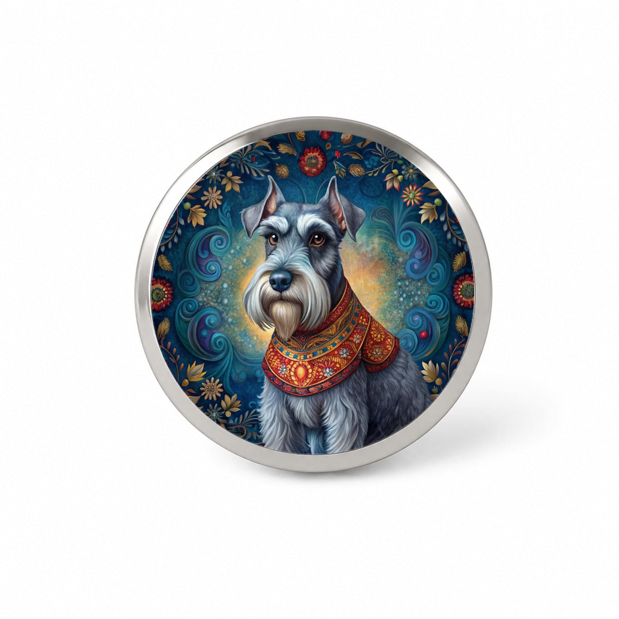 Miniature Schnauzer Dog French Bohemian Art Novelty Hat Backpack Lapel Pin