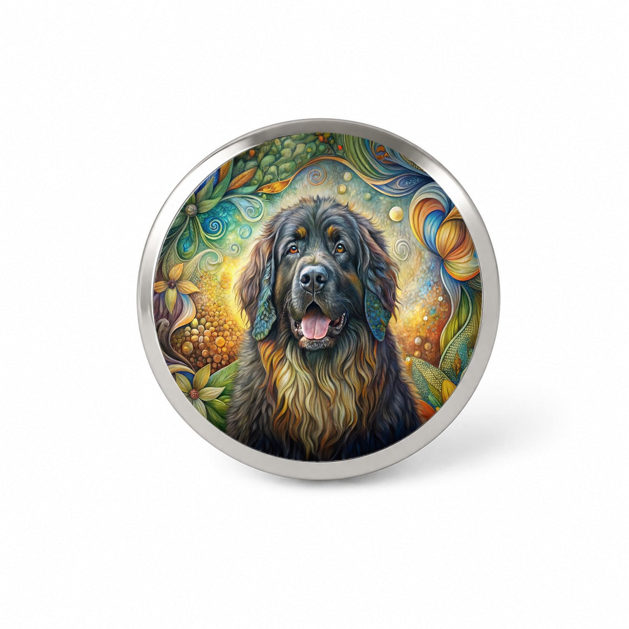 Newfoundland Dog Bohemian Art Novelty Hat Backpack Lapel Pin