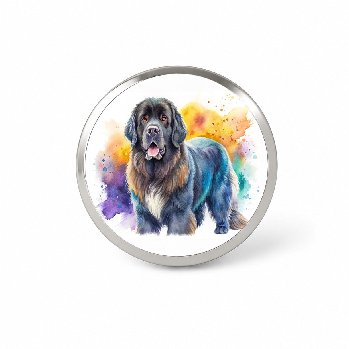 Newfoundland Dog Watercolor Style Novelty Hat Backpack Lapel Pin