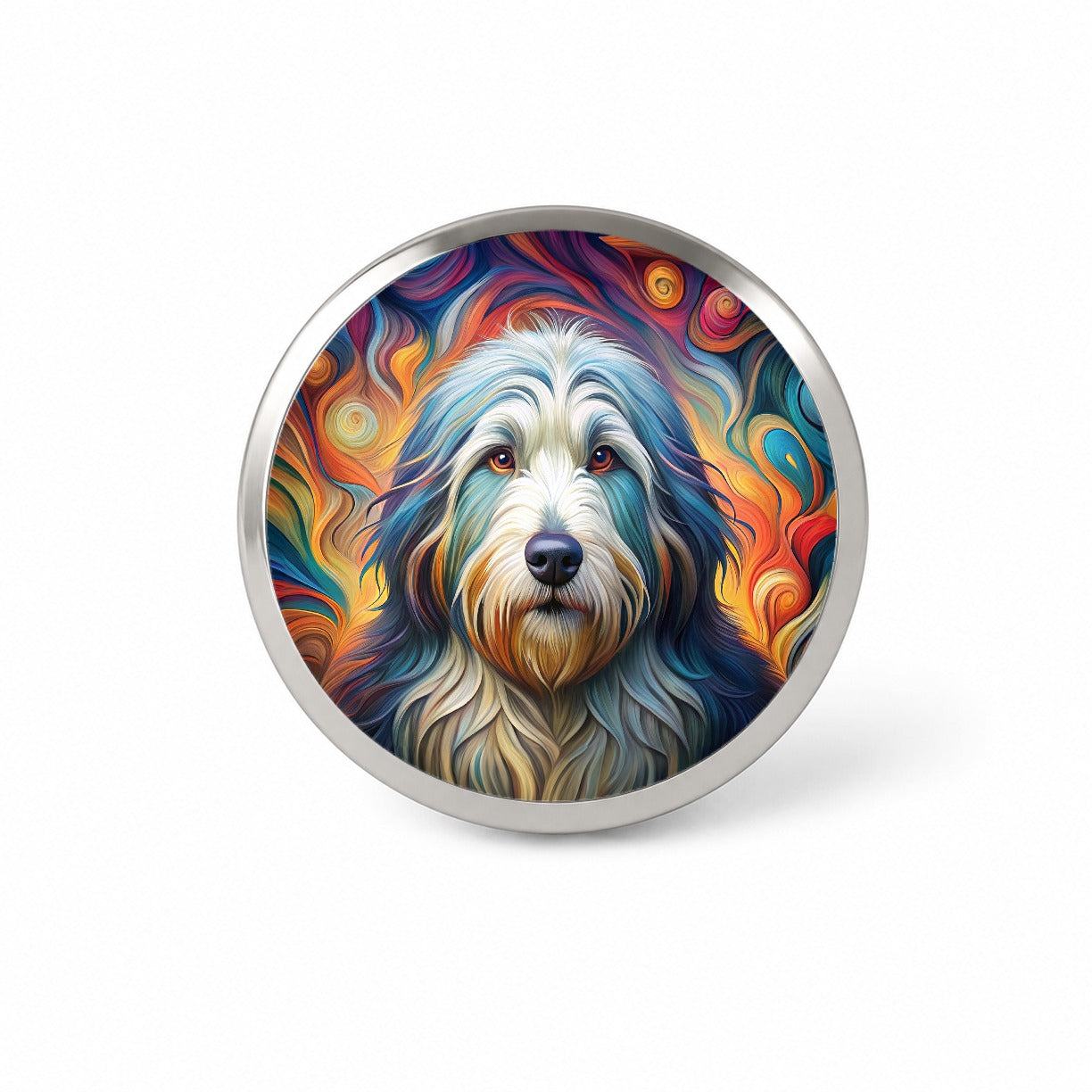 Old English Sheepdog Dog Abstract Art Novelty Hat Backpack Lapel Pin