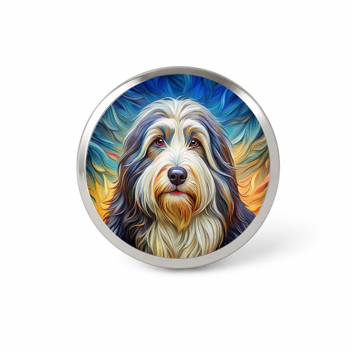 Old English Sheepdog Dog Expressionism Art Novelty Hat Backpack Lapel Pin