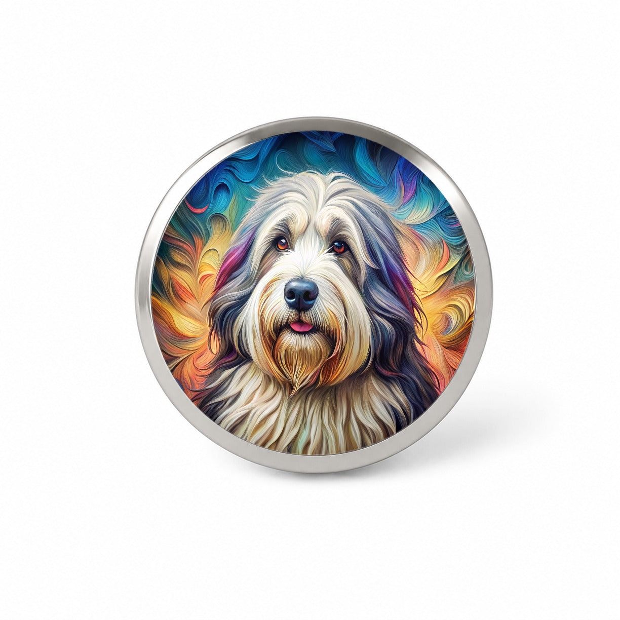 Old English Sheepdog Dog French Bohemian Art Novelty Hat Backpack Lapel Pin