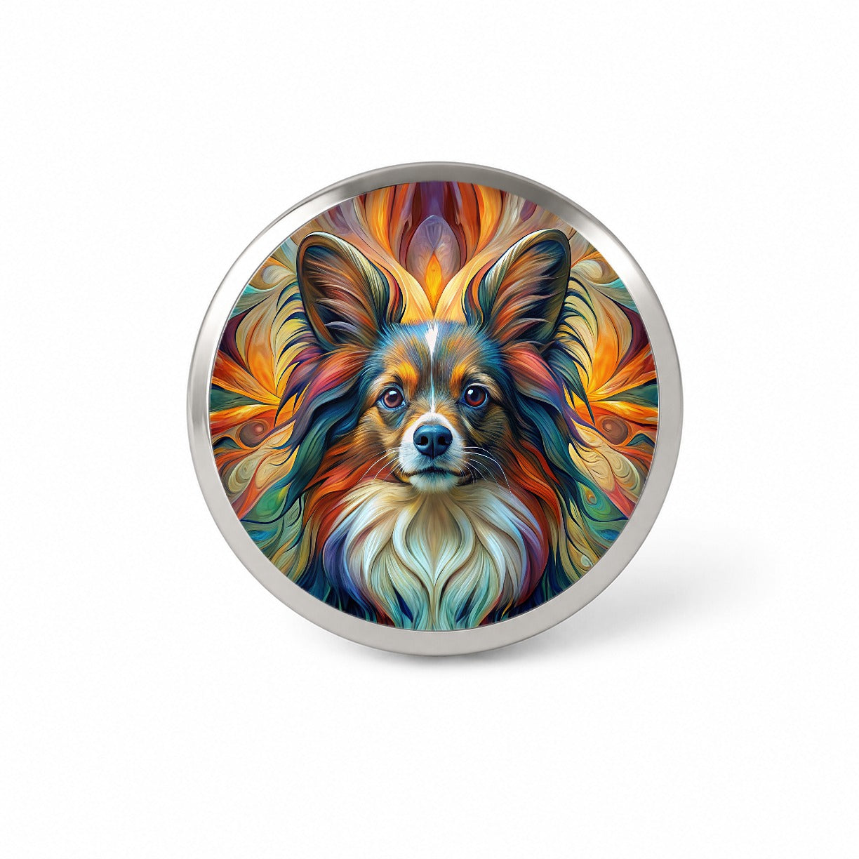 Papillion Dog Abstract Art Novelty Hat Backpack Lapel Pin