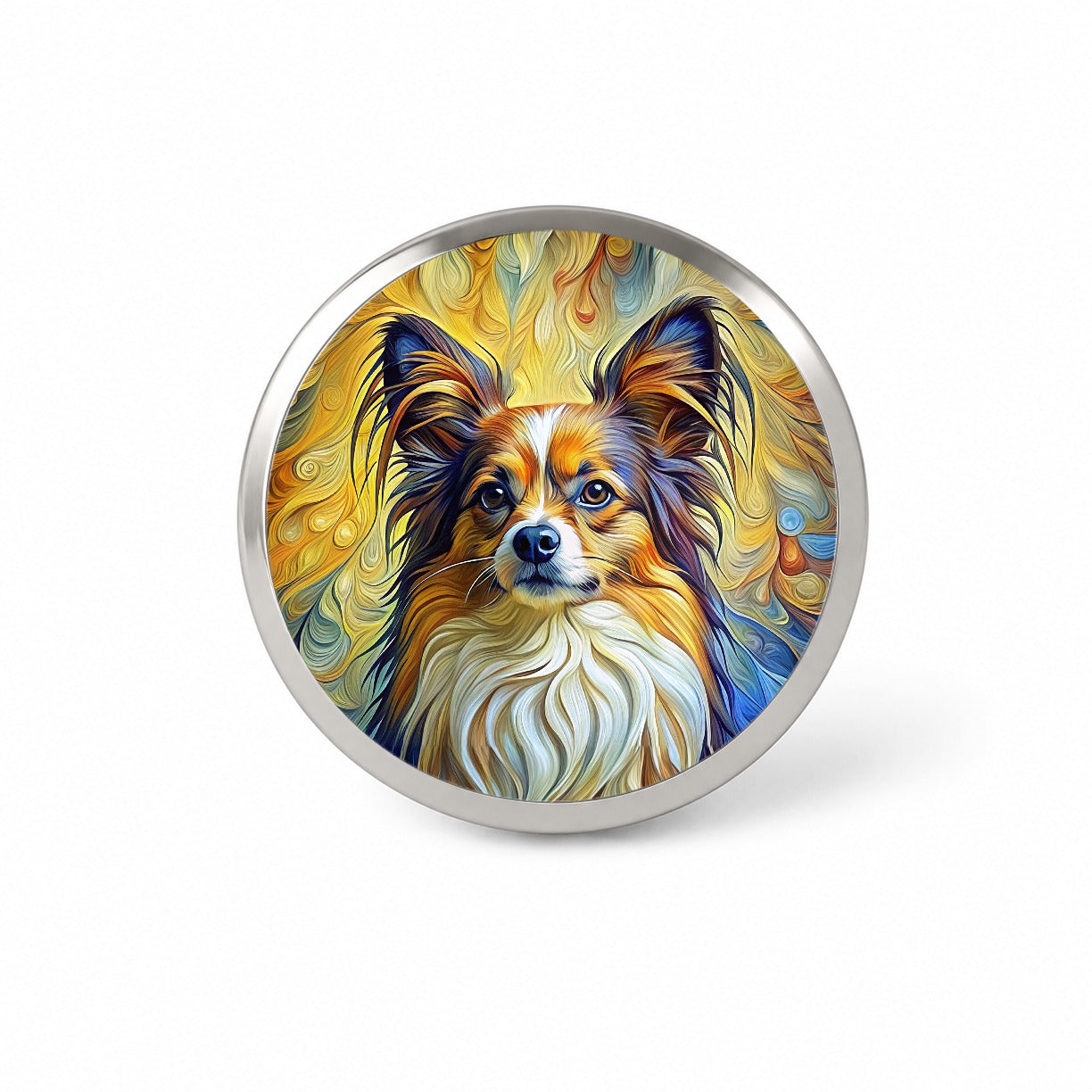 Papillion Dog Expressionism Art Novelty Hat Backpack Lapel Pin
