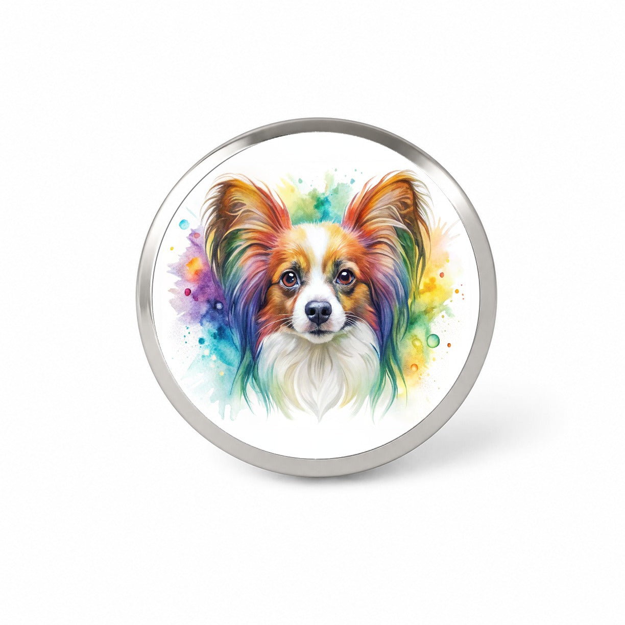 Papillion Dog Watercolor Style Novelty Hat Backpack Lapel Pin