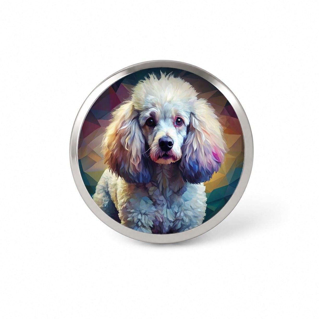 Poodle Dog Abstract Stylized Art Novelty Hat Backpack Lapel Pin