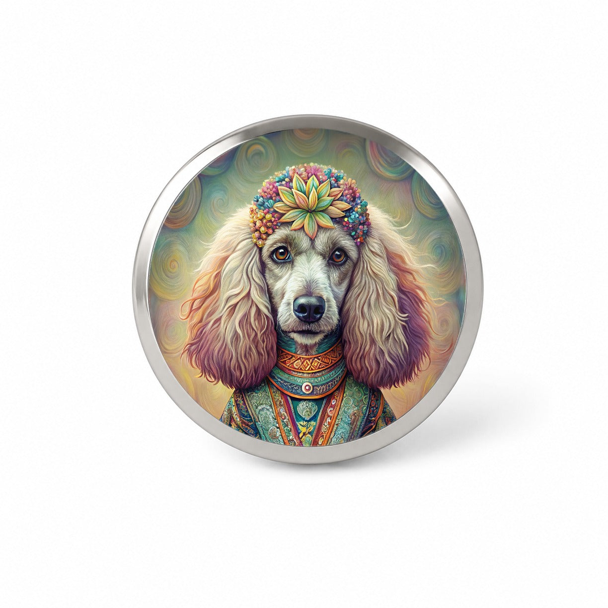 Poodle Dog Bohemian Art Novelty Hat Backpack Lapel Pin