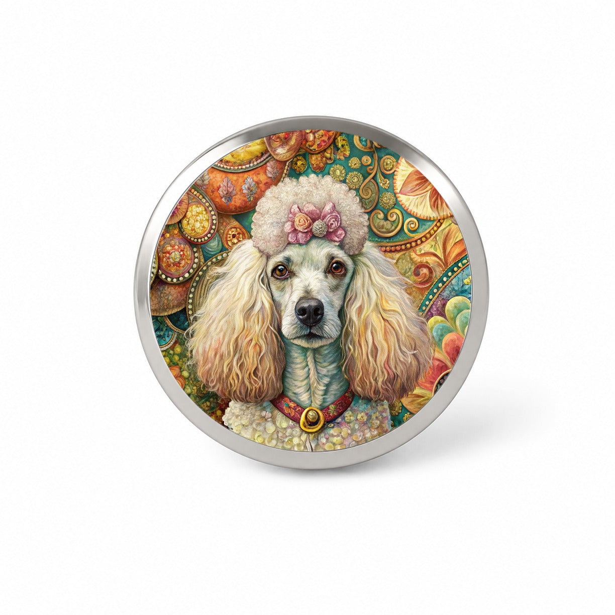 Poodle Dog French Bohemian Art Novelty Hat Backpack Lapel Pin