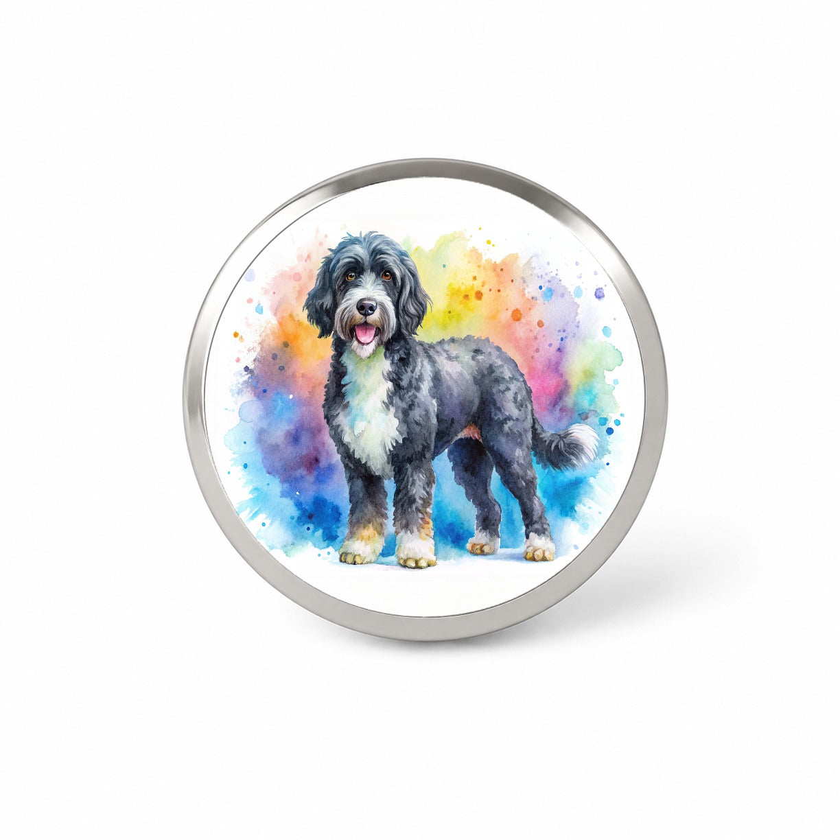 Portuguese Water Dog Watercolor Style Novelty Hat Backpack Lapel Pin