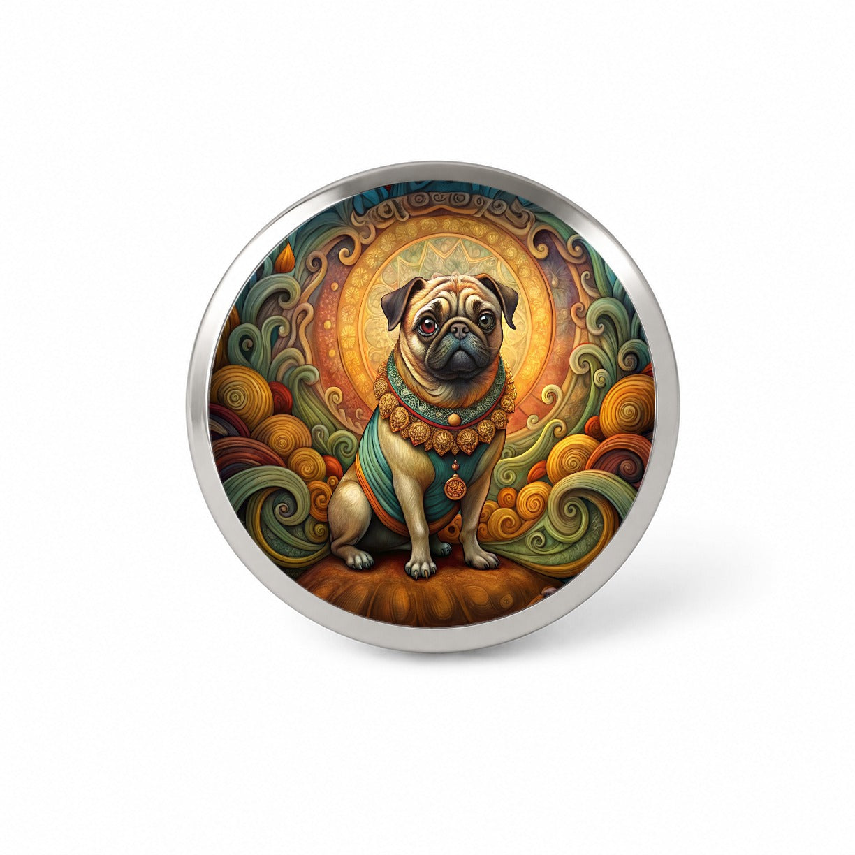 Pug Dog Art Nouveau Novelty Hat Backpack Lapel Pin