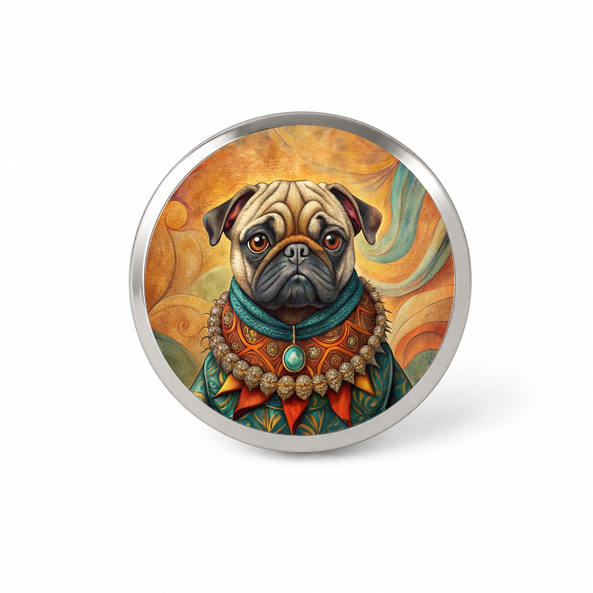 Pug Dog French Bohemian Art Novelty Hat Backpack Lapel Pin
