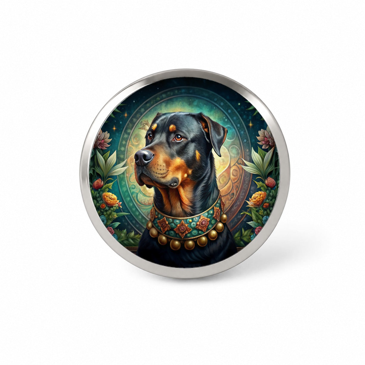Rottweiler Dog French Bohemian Art Novelty Hat Backpack Lapel Pin