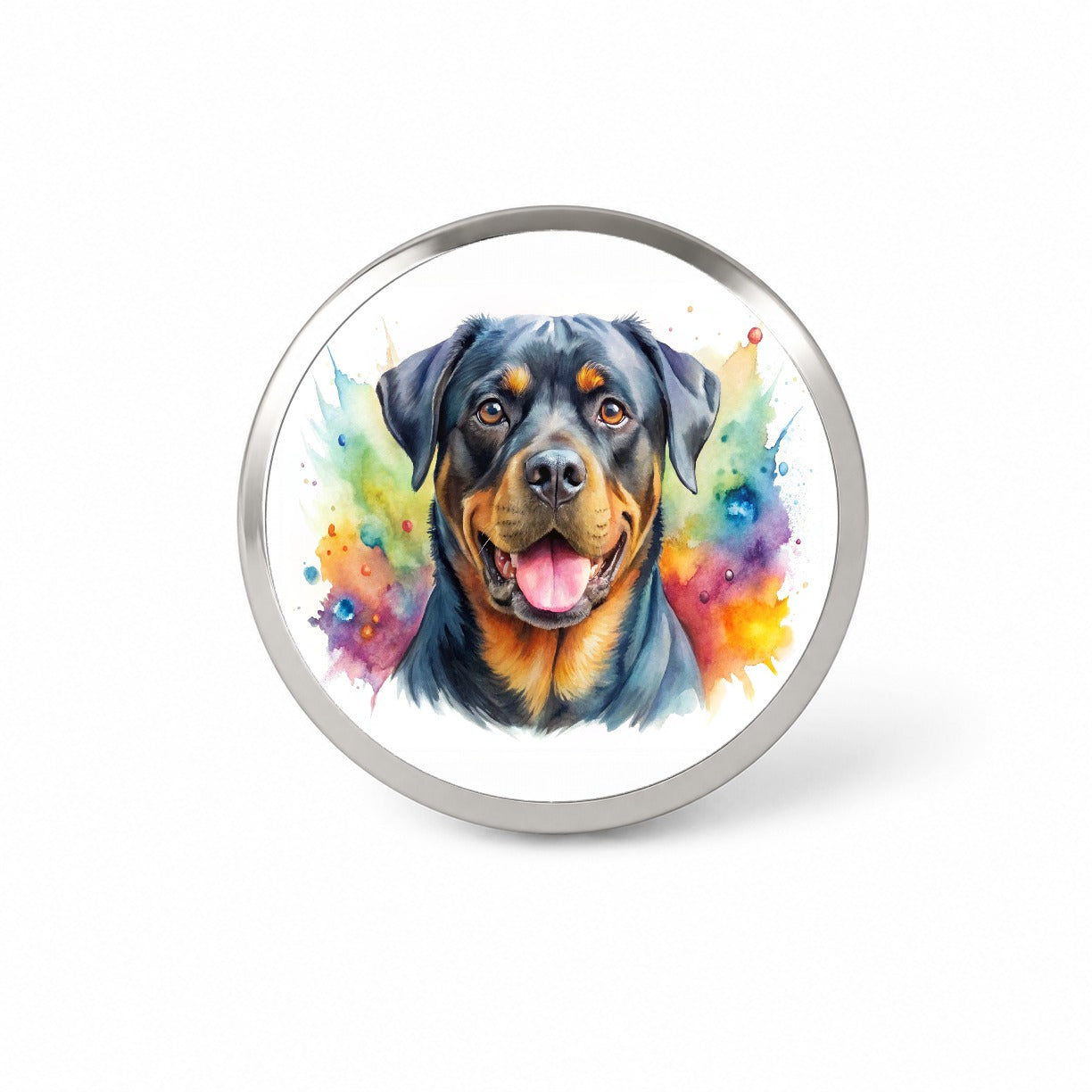 Rottweiler Dog Watercolor Style Novelty Hat Backpack Lapel Pin