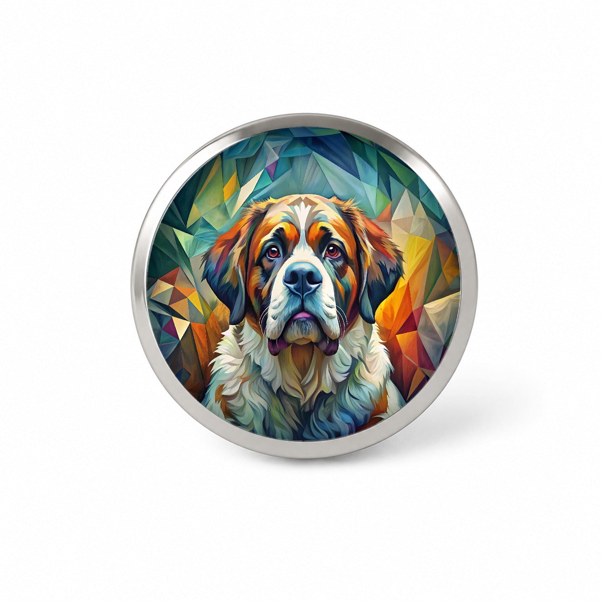 Saint Bernard Dog Abstract Stylized Art Novelty Hat Backpack Lapel Pin