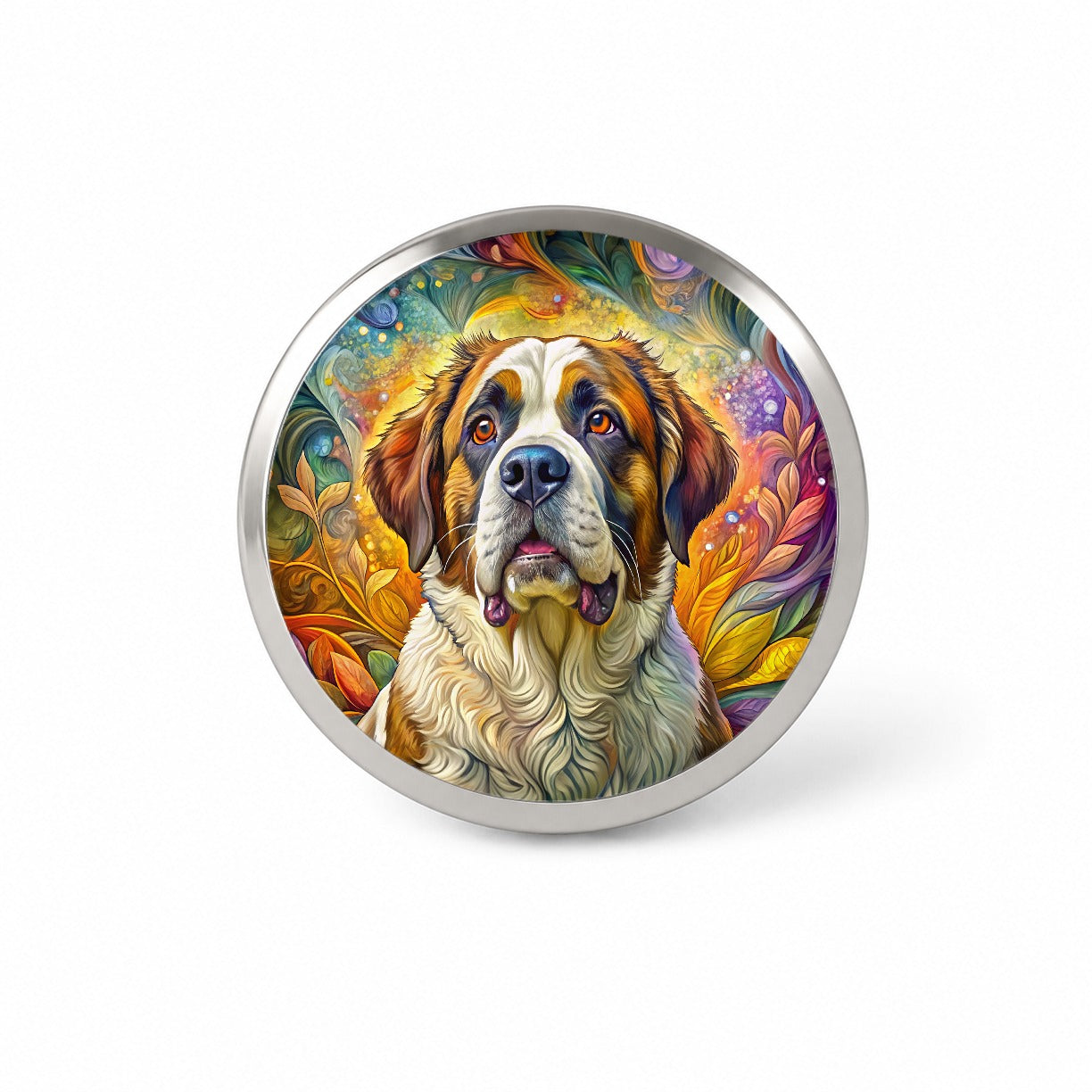 Saint Bernard Dog Bohemian Art Novelty Hat Backpack Lapel Pin