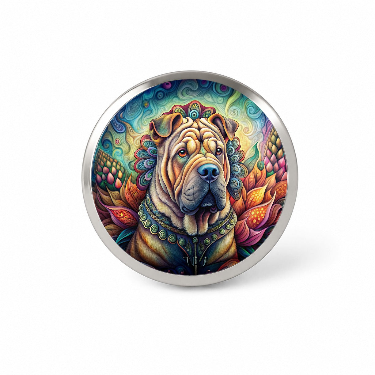 Shar Pei Dog Bohemian Art Novelty Hat Backpack Lapel Pin