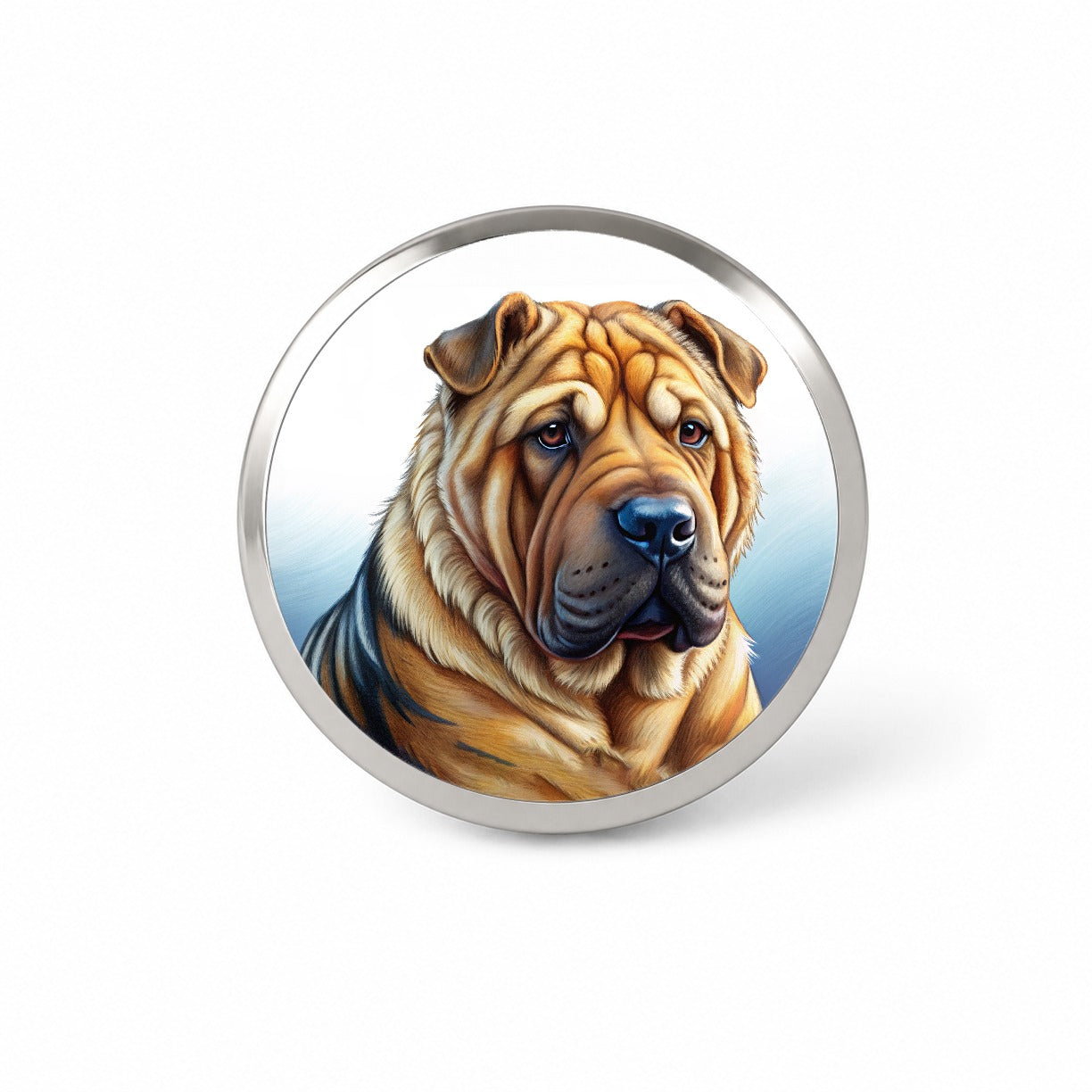 Shar Pei Dog Illustration Novelty Hat Backpack Lapel Pin