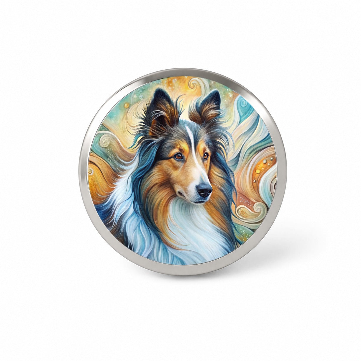 Shetland Sheepdog Sheltie Dog Abstract Art Novelty Hat Backpack Lapel Pin