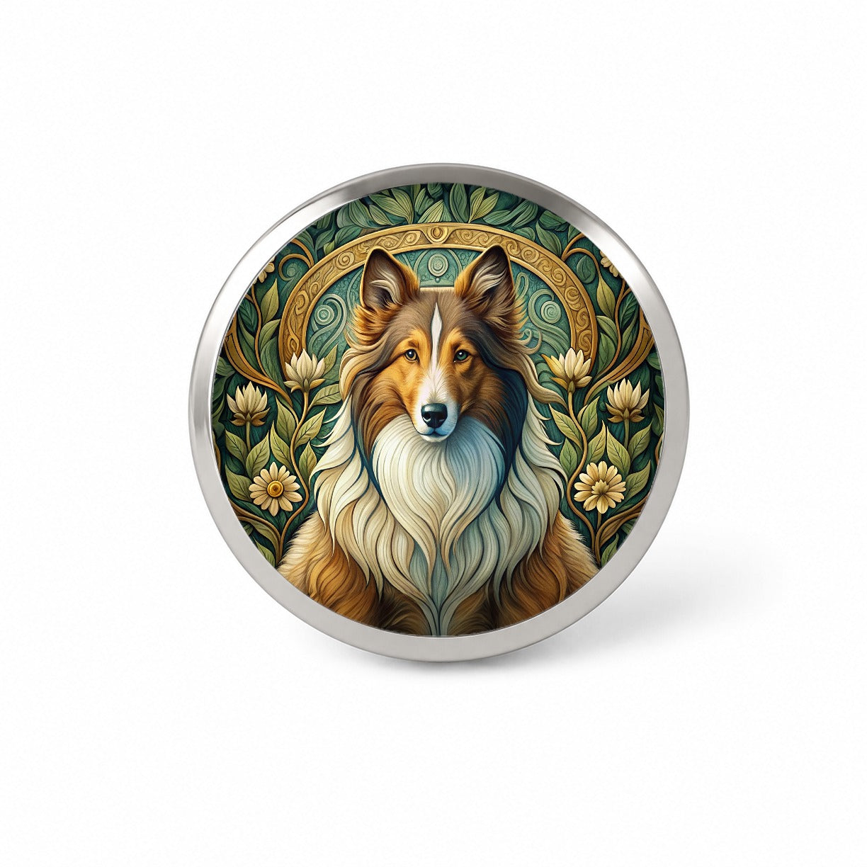 Shetland Sheepdog Sheltie Dog Art Nouveau Novelty Hat Backpack Lapel Pin