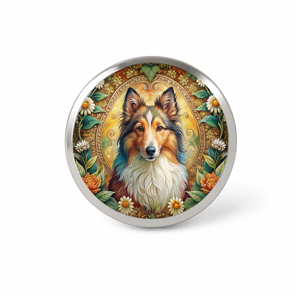 Shetland Sheepdog Sheltie Dog Bohemian Art Novelty Hat Backpack Lapel Pin