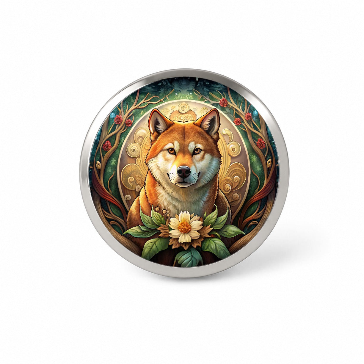 Shiba Inu Dog Art Nouveau Novelty Hat Backpack Lapel Pin
