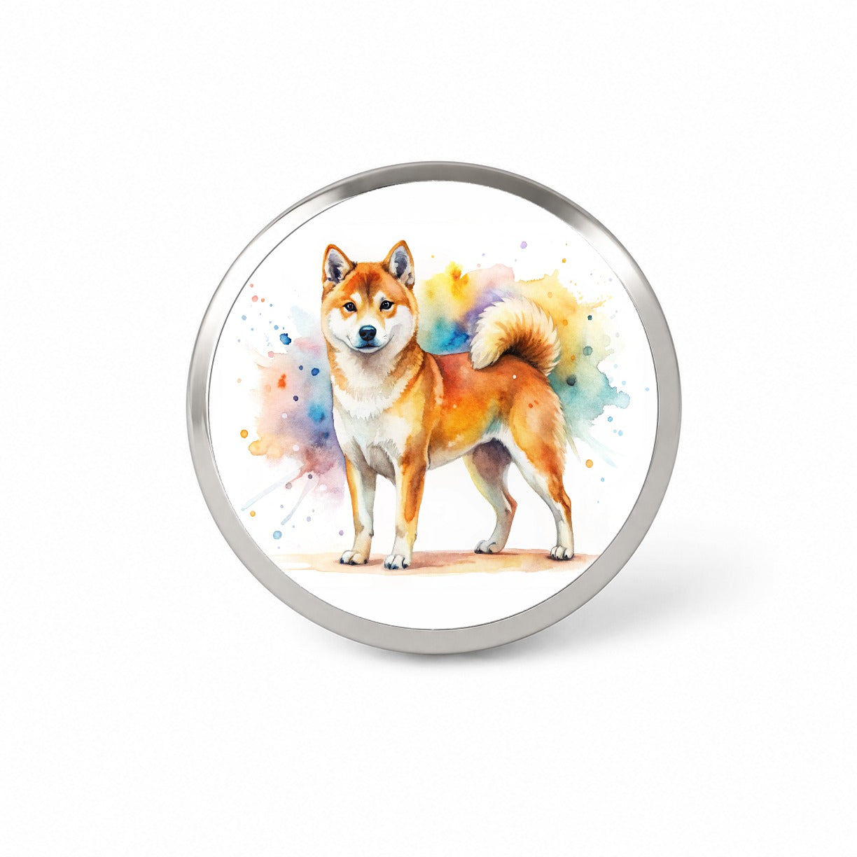 Shiba Inu Dog Watercolor Style Novelty Hat Backpack Lapel Pin