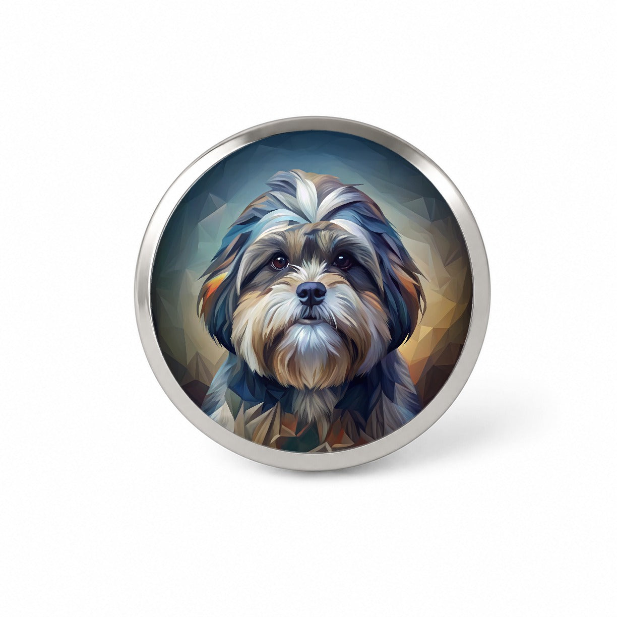 Shih Tzu Dog Abstract Stylized Art Novelty Hat Backpack Lapel Pin