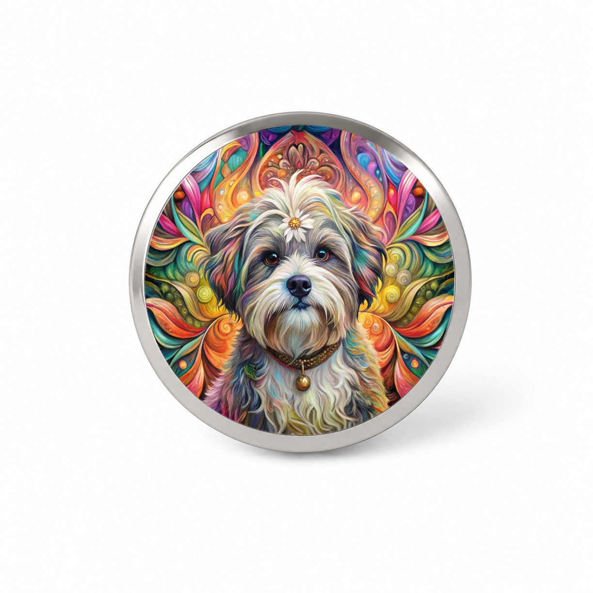 Shih Tzu Dog Bohemian Art Novelty Hat Backpack Lapel Pin