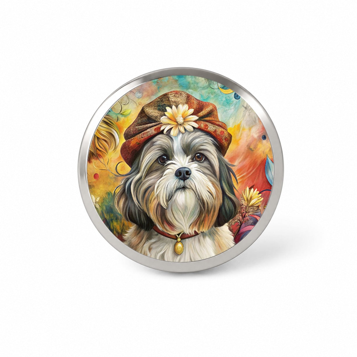 Shih Tzu Dog French Bohemian Art Novelty Hat Backpack Lapel Pin