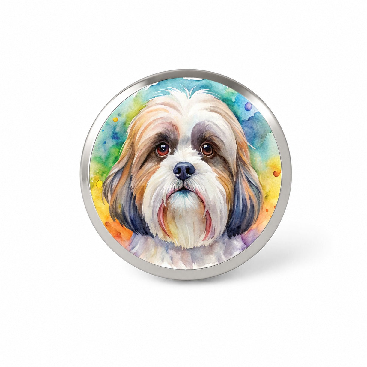 Shih Tzu Dog Watercolor Style Novelty Hat Backpack Lapel Pin