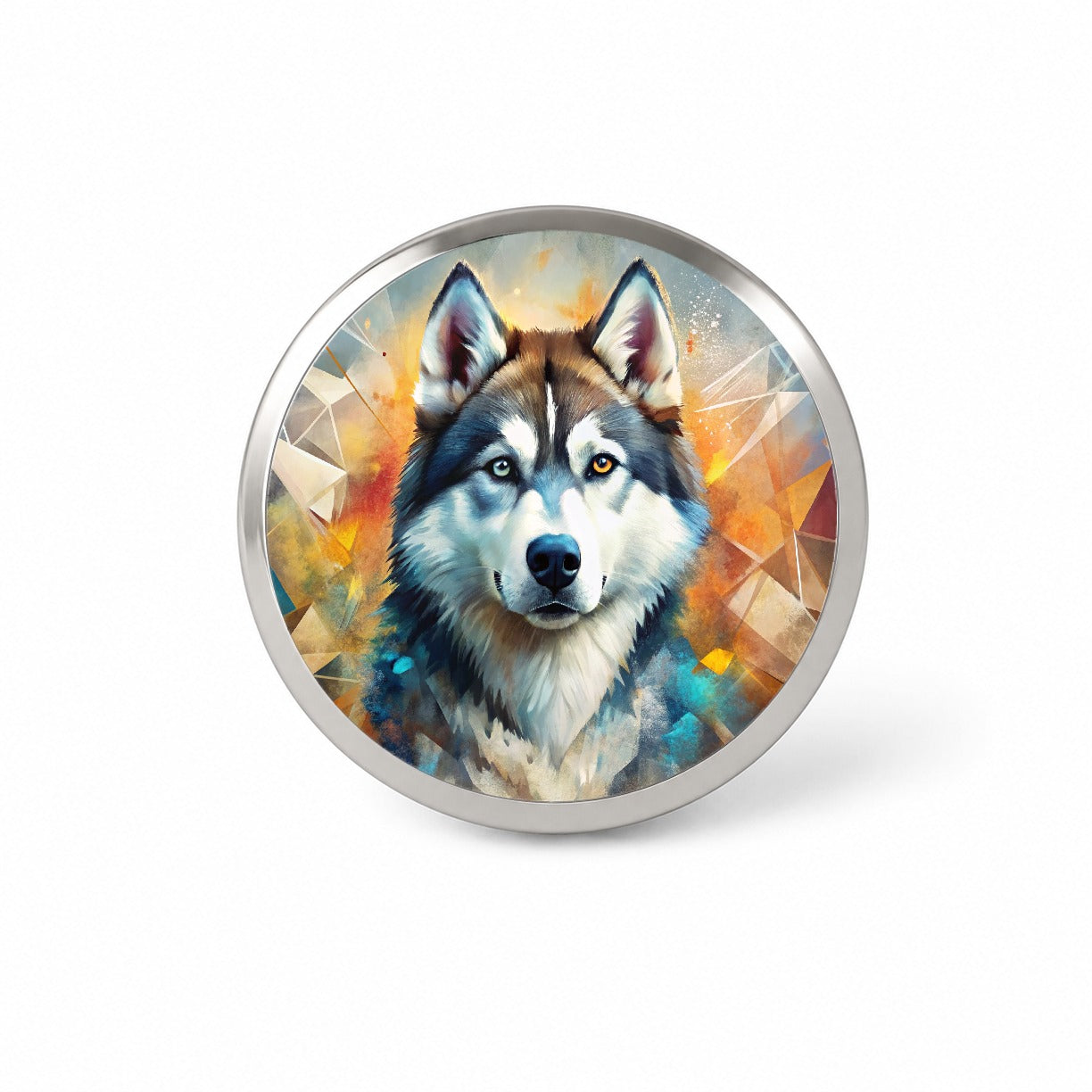 Siberian Husky Dog Abstract Art Novelty Hat Backpack Lapel Pin