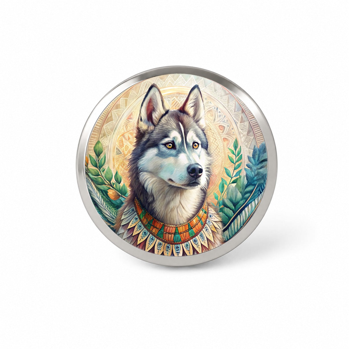 Siberian Husky Dog French Bohemian Art Novelty Hat Backpack Lapel Pin