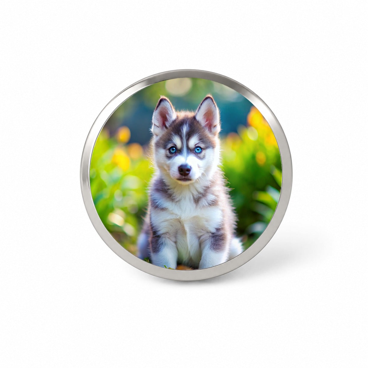 Siberian Husky Dog Puppy Photo Novelty Hat Backpack Lapel Pin