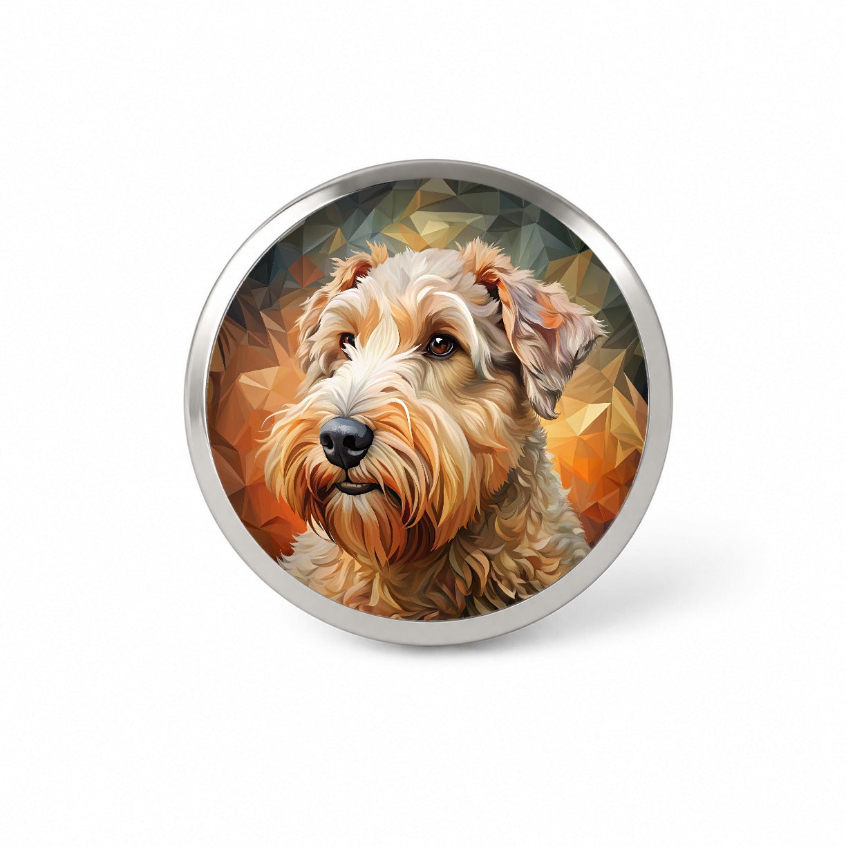 Soft Coated Wheaten Terrier Dog Abstract Stylized Art Novelty Hat Backpack Lapel Pin