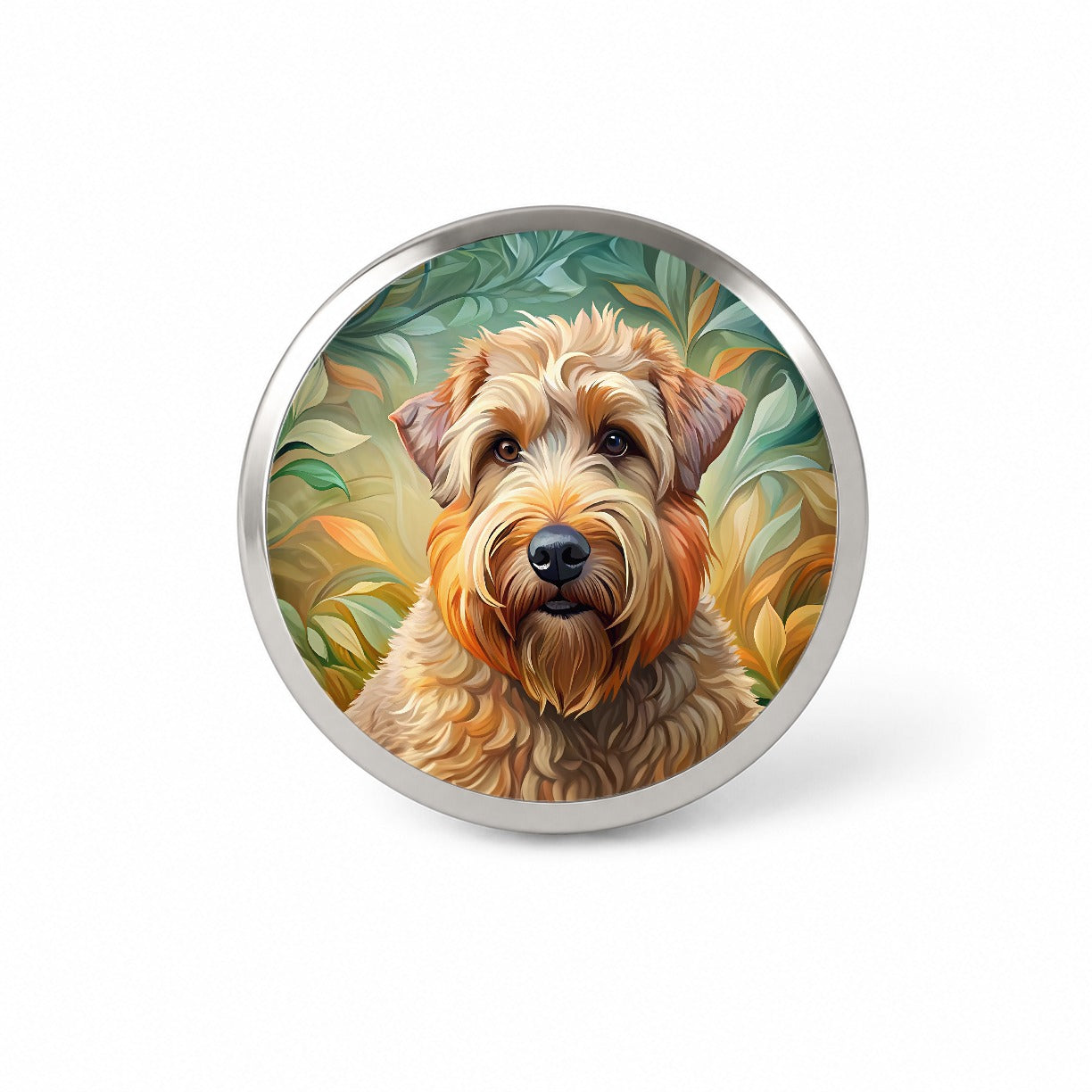 Soft Coated Wheaten Terrier Dog Art Nouveau Novelty Hat Backpack Lapel Pin
