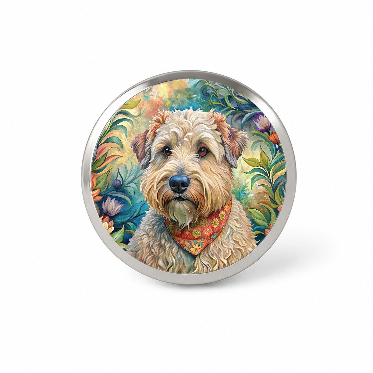 Soft Coated Wheaten Terrier Dog French Bohemian Art Novelty Hat Backpack Lapel Pin